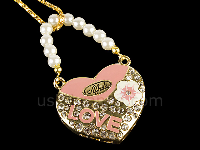 USB Jewel Love Heart Necklace Flash Drive