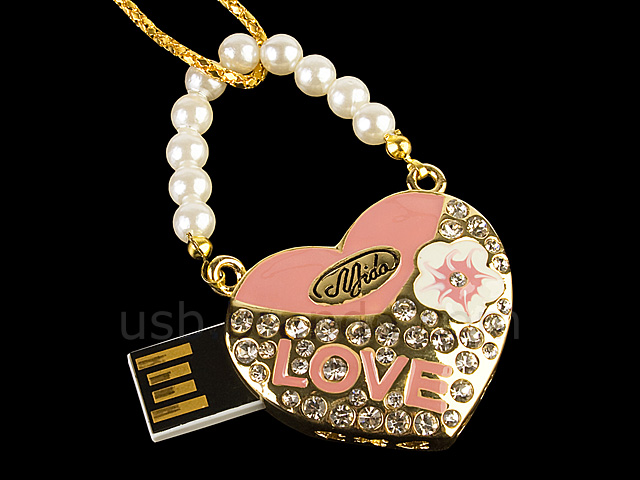 USB Jewel Love Heart Necklace Flash Drive