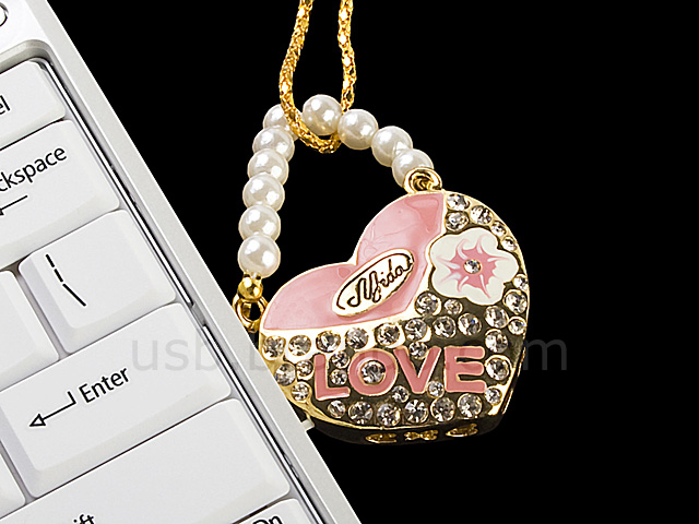 USB Jewel Love Heart Necklace Flash Drive