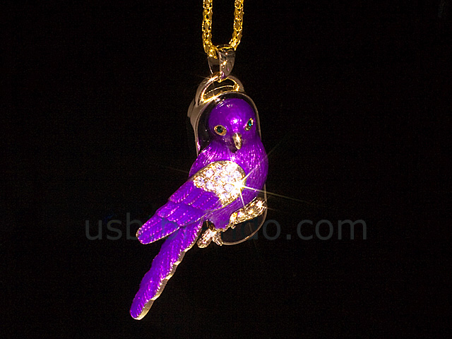 USB Jewel Purple Bird Necklace Flash Drive