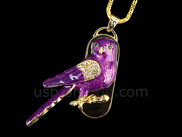 USB Jewel Purple Bird Necklace Flash Drive