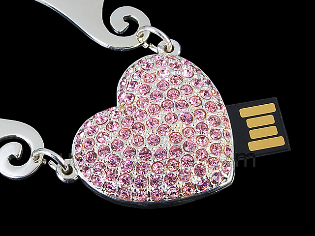 USB Jewel Flying Heart Necklace Flash Drive