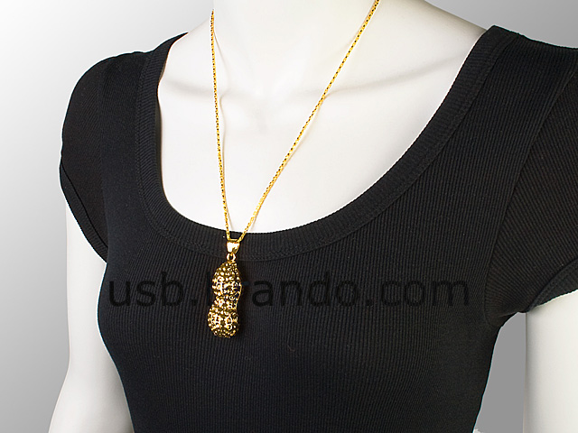 USB Gold Peanut Necklace Flash Drive