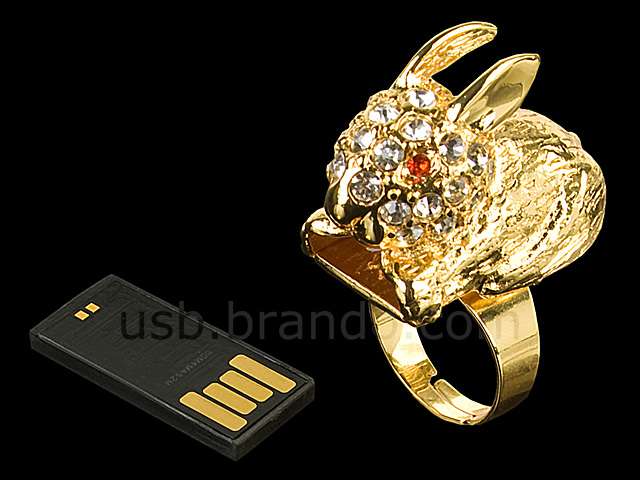 USB Jewel Rabbit Ring Flash Drive