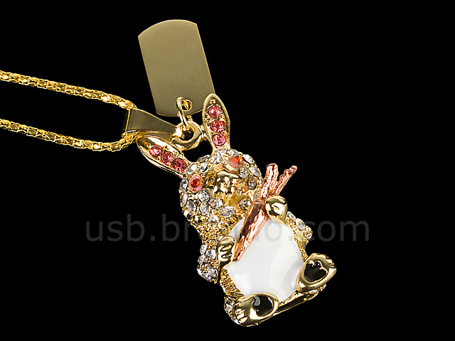 USB Jewel Rabbit with Carrot Necklace Flash Drive