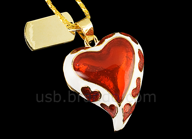 USB Jewel Sweet Heart Necklace Flash Drive