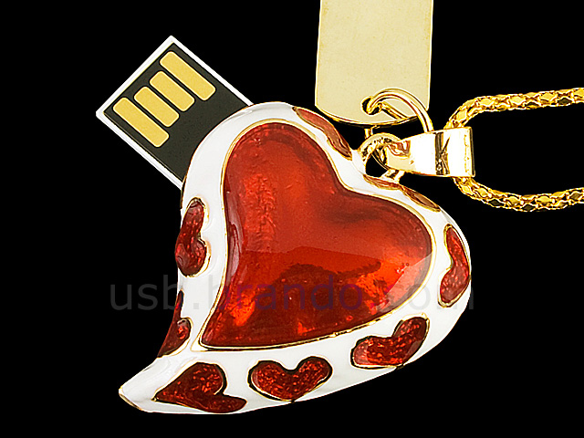 USB Jewel Sweet Heart Necklace Flash Drive