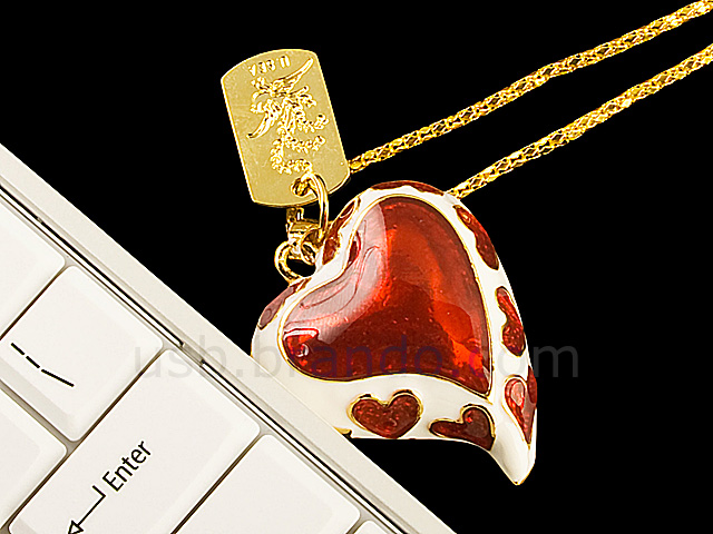 USB Jewel Sweet Heart Necklace Flash Drive