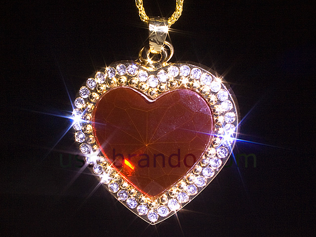 USB Jewel Red Heart Necklace Flash Drive