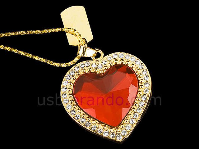 USB Jewel Red Heart Necklace Flash Drive