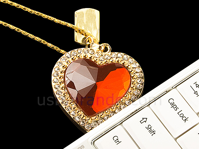 USB Jewel Red Heart Necklace Flash Drive