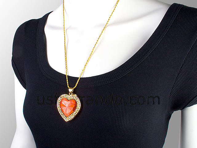 USB Jewel Red Heart Necklace Flash Drive