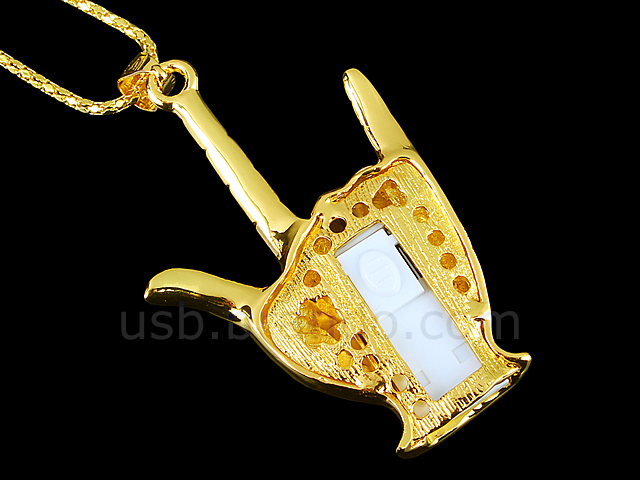 USB Metallic I Love You Hand Gesture Necklace Flash Drive