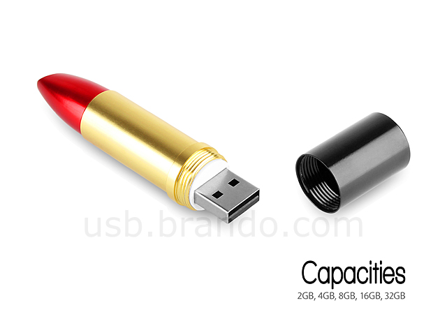 USB Metallic Lipstick Flash Drive