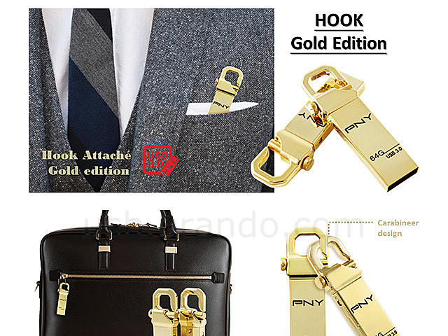 PNY Hook Attache Gold USB 3.0 Flash Drive