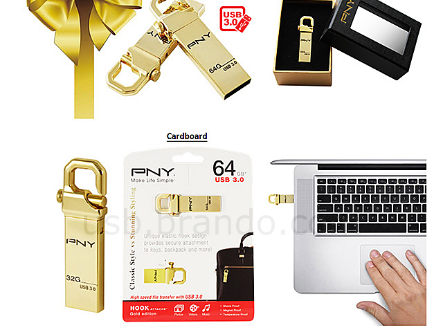 PNY Hook Attache Gold USB 3.0 Flash Drive