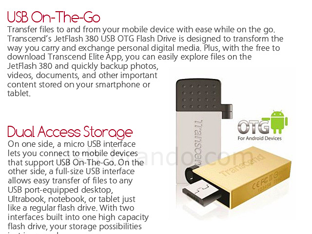 Transcend JetFlash 380 OTG USB Flash Drive