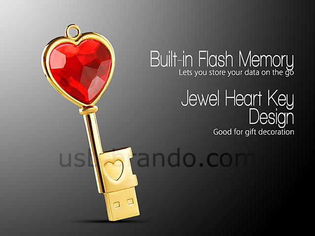 USB Jewel Heart Key Flash Drive