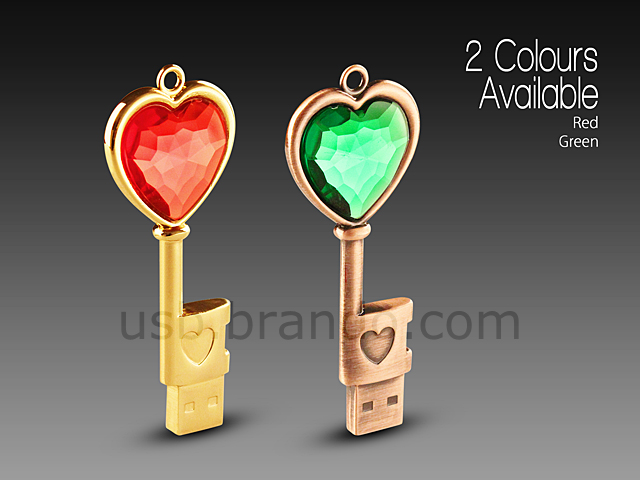 USB Jewel Heart Key Flash Drive