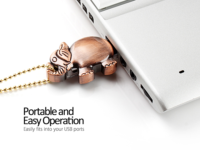 USB Metallic Elephant Necklace Flash Drive