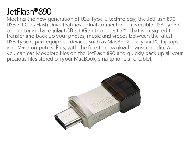 Transcend JetFlash 890S USB 3.1 OTG Flash Drive