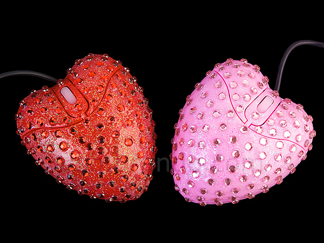 USB Bling Bling Heart Optical Mouse