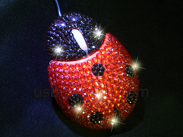 USB Bling Bling Ladybug Optical Mouse