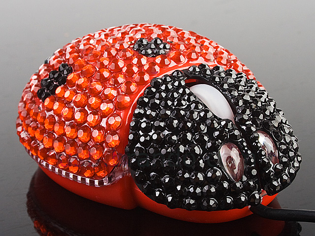 USB Bling Bling Ladybug Optical Mouse