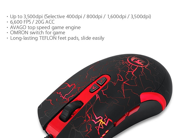 Redargon Lavawolf USB Game Mouse