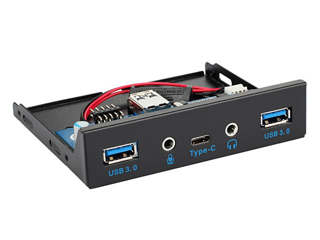 2-Port USB 3.0 Type-A + USB 3.1 Type-C + Audio 3.5" Front Panel with 20-pin Header
