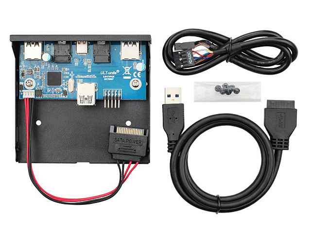 2-Port USB 3.0 Type-A + USB 3.1 Type-C + Audio 3.5" Front Panel with 20-pin Header