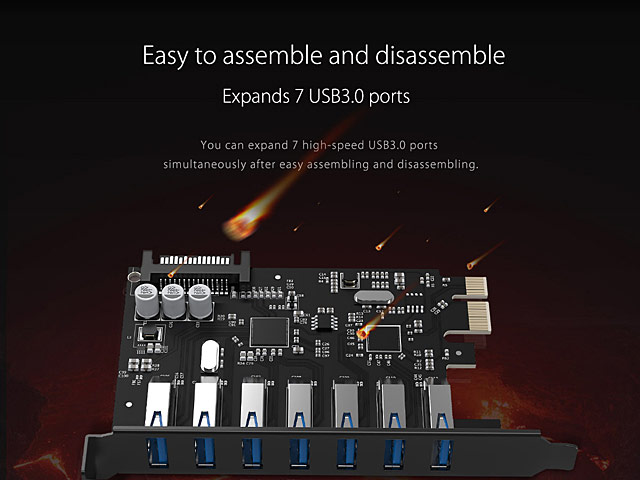 ORICO 7-Port USB3.0 PCI-E Expansion Card with Dual Chip