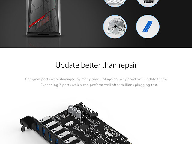 ORICO 7-Port USB3.0 PCI-E Expansion Card with Dual Chip