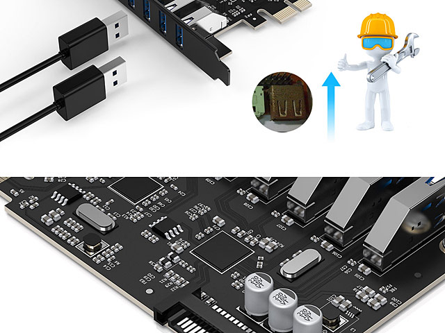 ORICO 7-Port USB3.0 PCI-E Expansion Card with Dual Chip