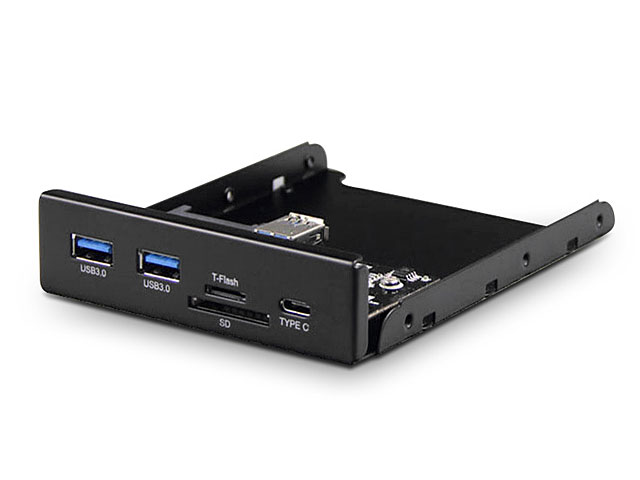 2-Port USB 3.0 Type-A + USB 3.1 Type-C + SD/microSD Card Reader Front Panel with 20-pin Header