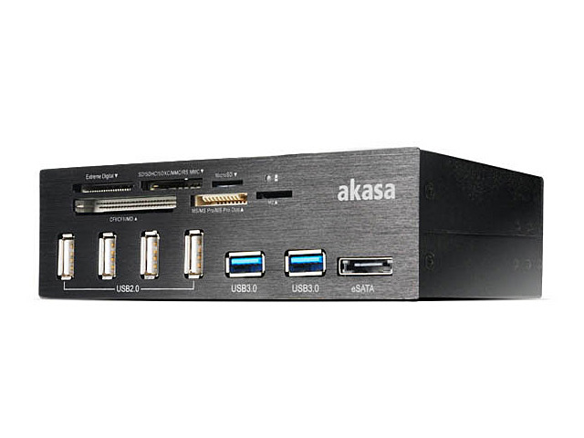 Akasa InterConnect Pro USB Panel with USB 3.0 Card Reader and eSATA