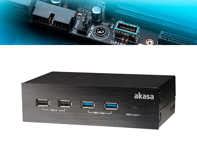 Akasa InterConnect GX USB 3.1 Gen2 Type-C Panel and USB Ports