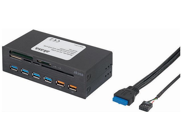 Akasa InterConnect EX USB 3.0 Card Reader and HUB with Smart Card Reader