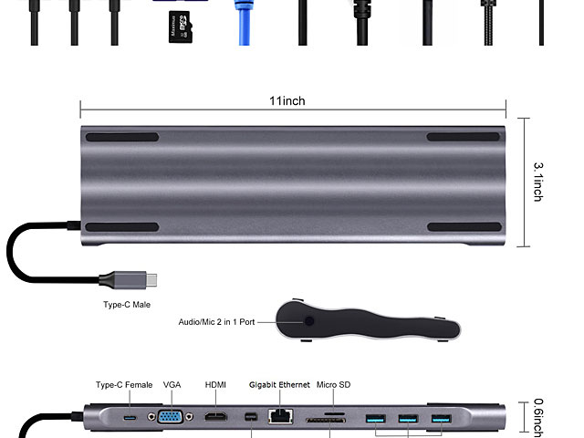 11-In-1 Hub Type-C Docking Stand