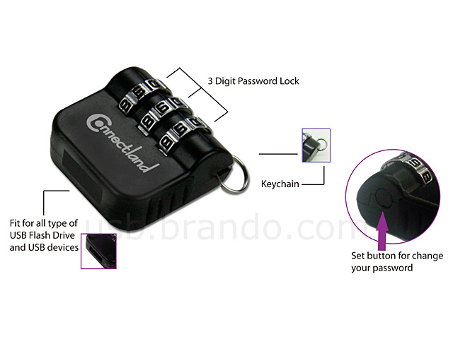 3 Digits Combination USB Flash Drive Security Lock