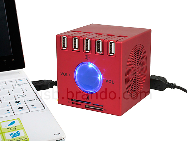 USB Multi-Card Reader with 5-Port Hub and Stereo Speaker