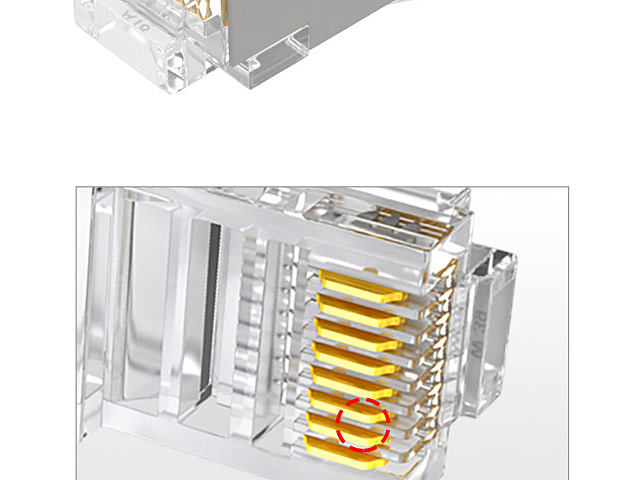 Cat5e RJ45 8P8C Modular Plug Connector - Cat5e Shielded FTP Copper Shell