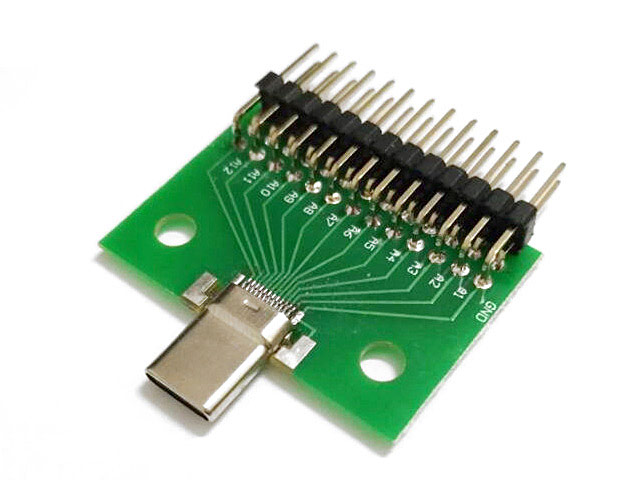 Type-C Test Male + PCB Board with Pin Header