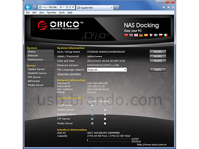 ORICO 1-Bay gigabit NAS Docking Station