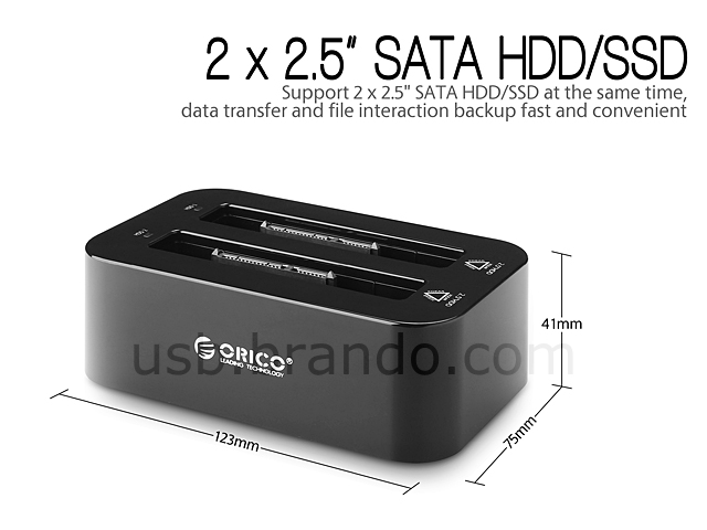 ORICO USB 3.0 Dual 2.5" SATA HDD Dock (USB 3.0 + Clone)