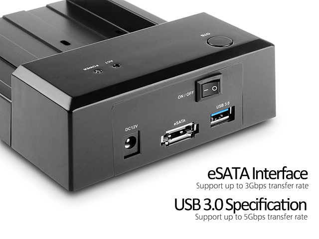 USB 3.0 SATA HDD Dock with One Touch Backup (USB + eSATA)