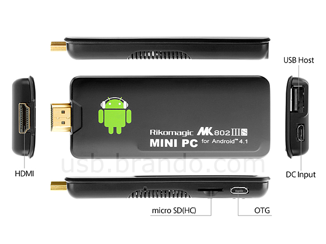 MK802 IIIS Dual-Core Bluetooth Android 4.1 Thumb PC