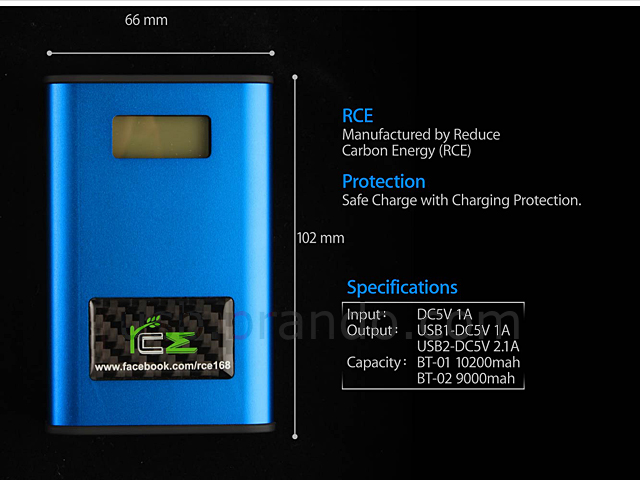 RCE External Battery - Aluminum Alloy Edition (BT01 Panasonic - 10,200mAh) (BT02 Samsung - 9,000mAh)